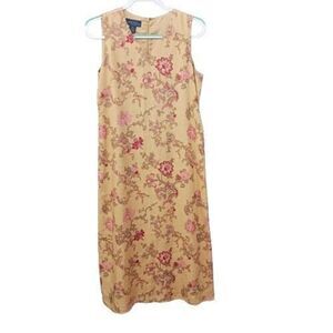 New Charter Club Linen Maxi Dress Womens 10 Petite Sheath Sleeveless Floral